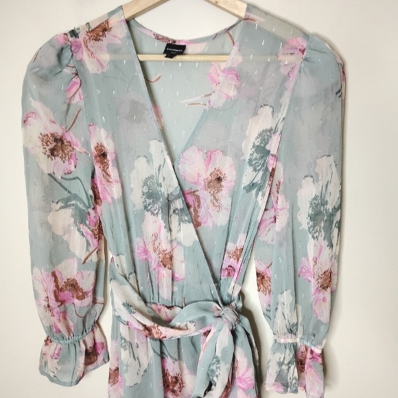 Express Sheer Floral Wrap Duster Maxi Kimono Size S/M Romantic Boho Layering - Picture 7 of 12